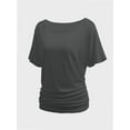 thumbnail image 3 of Womens Short Sleeve Boat Neck Side Shirring Dolman Drape Top, 3 of 6