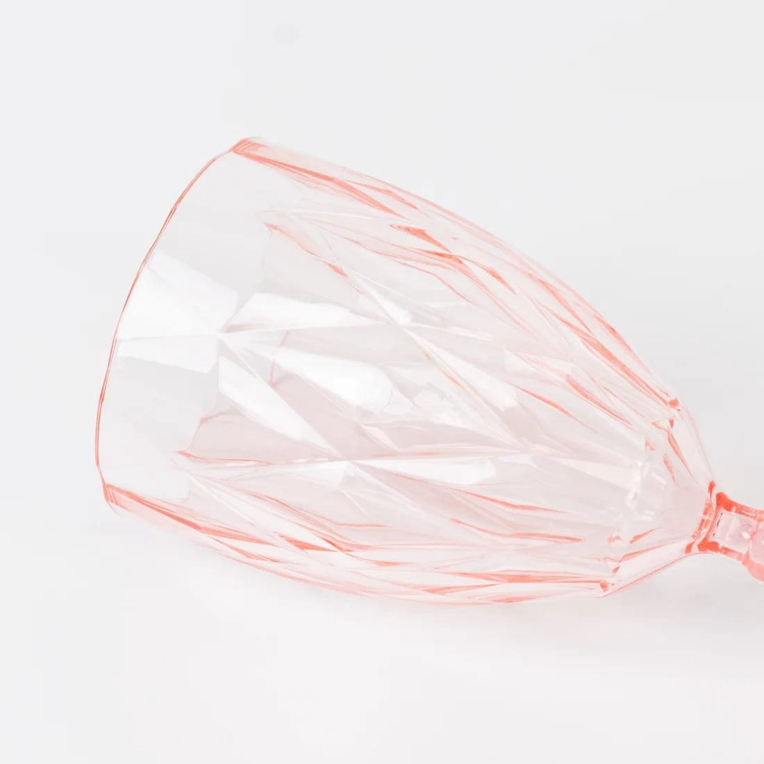 Balsa Circle 12 Blush 11oz Vintage Diamond Cut Plastic Wine Glasses Wedding Supplies
