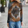 thumbnail image 3 of CCRFTGI Long Sleeve Shirts for Women Business Workl Polos Athletic V Neck Collared T Shirts Fall Vintage Floral Print Loose Button Up Tops Ginger M, 3 of 4