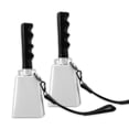 thumbnail image 1 of 2-Pack 9 Inch Metal Cowbells with Long Handle & Hand Rope, White, for Ranch Events, Sports Games, Parties, Cheering & Decorations, 23x7.5x5cm, 248g Each, 1 of 6
