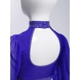 thumbnail image 6 of Doomiva Ballet Dance Crop Top for Girls Sparkly Gymnastics Shirt Cutout Back Lyrical Dance Tops Royal Blue 10, 6 of 7