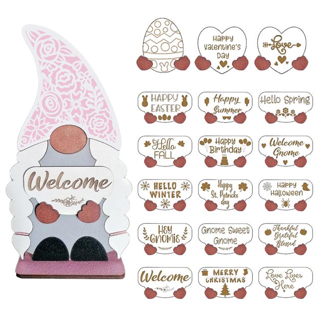 Puerta De Gnomo, Letrero De Bienvenida De Temporada De Madera Con Piezas Navideñas Intercambiables Para Porche De Puerta Delantera Yuarrent HA045115-03