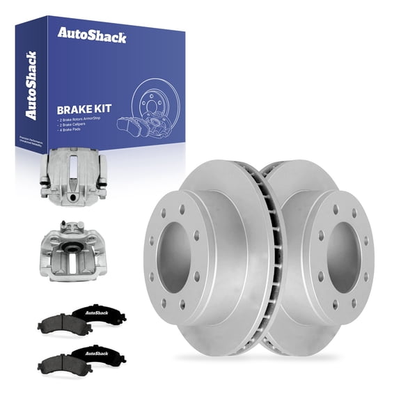 AutoShack Rear Vented Coated Brake Rotors   Premium Ceramic Pads   Calipers 8-PC Brake Kit Replacement for 2005-2006 GMC Sierra 1500 2005 Chevrolet Silverado 1500 ArmorStop 12.99" (330 mm)