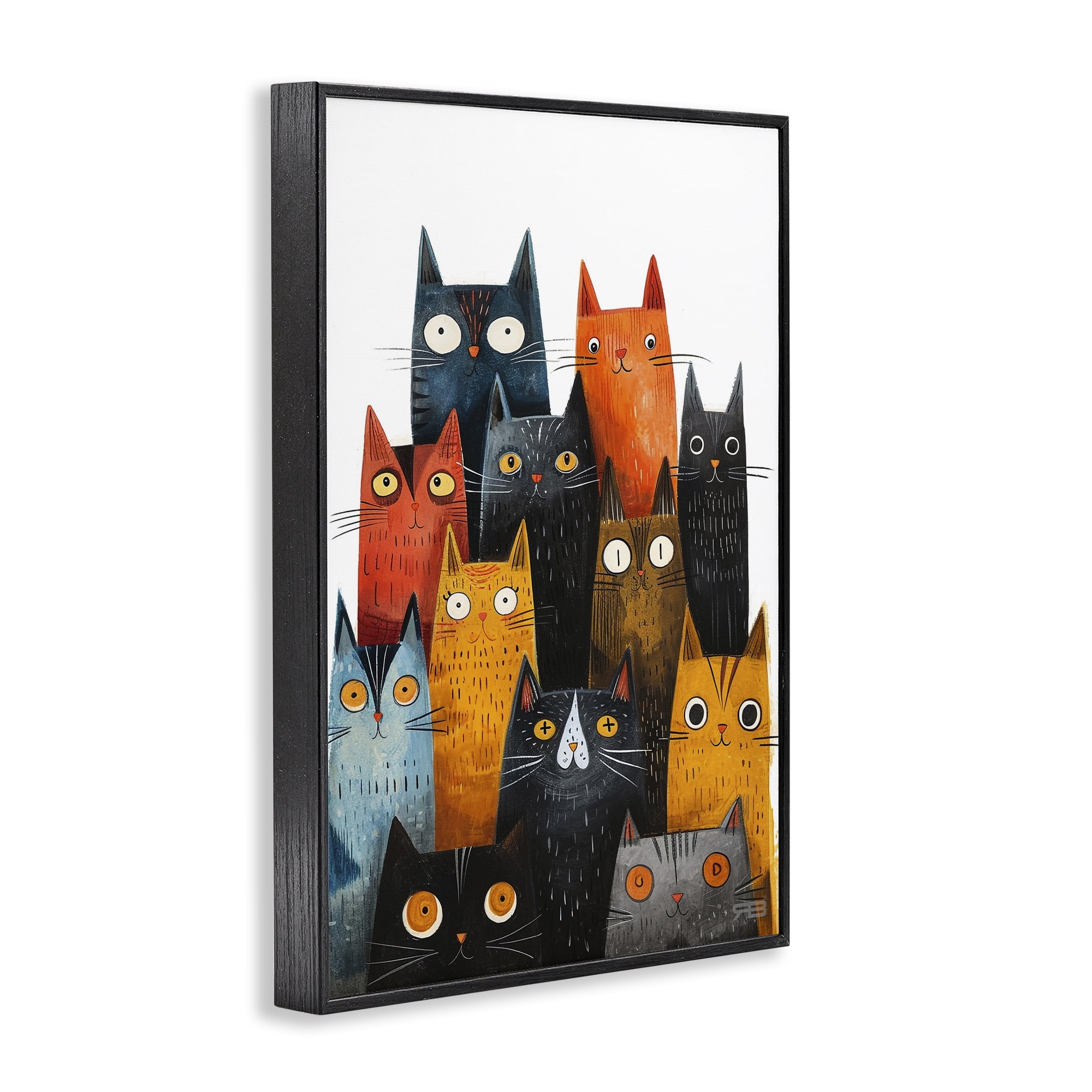 Stupell Industries Fun Peeking Cat Faces Animals & Insects Painting Black Framed Art Print Wall Art, 12 x 18