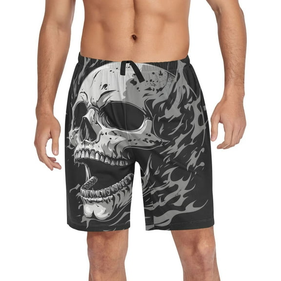 joogoo Mens Swim Trunks Cool Funny Skull Beach Shorts Drawstring Elastic Waist Swimwear Bathing Suits L
