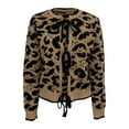 thumbnail image 5 of Xmyrz Fall Cardigans For Women Lightweight Leopard Print Bowknot Long Sleeve Fresh Vacation Crewneck Sweater Cardigan Casual Tops, 5 of 9