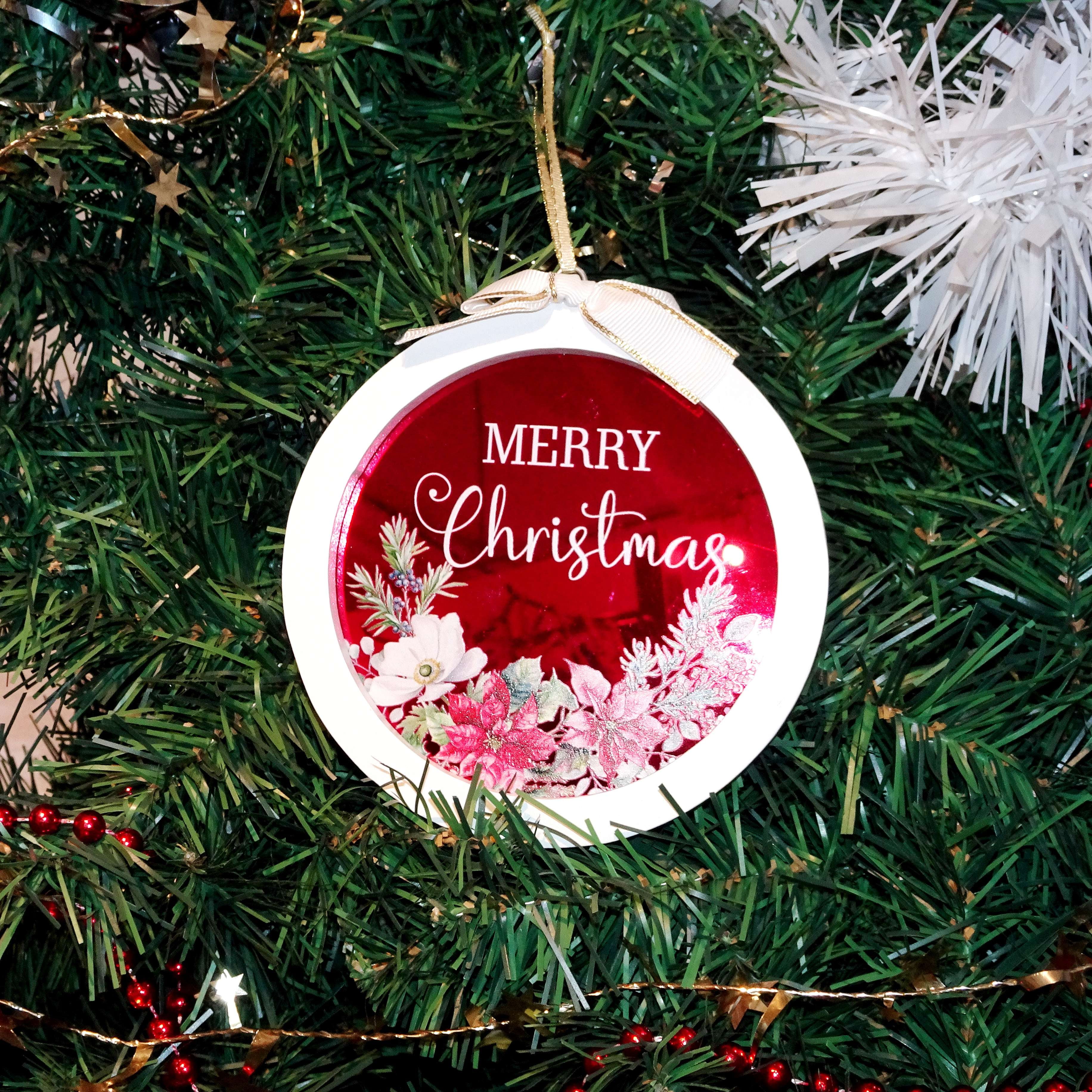 Multicolor Merry Christmas Floral Christmas Ornament, 5.5", by Holiday Time