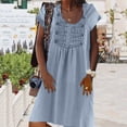 thumbnail image 2 of Leutsin Women's Button V-neck Medium Length Denim Short Sleeve Plus Size Maxi Dresses, 2 of 6