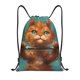 thumbnail image 1 of Fotbe Strong Kitten Lifting Weights Bolsa Mochila con Cordón Estampada, Bolsa de Gimnasio Deportiva, Bolsa Cinch, Bolsa con Cordón para Hombres y Mujeres-Small, 1 of 6