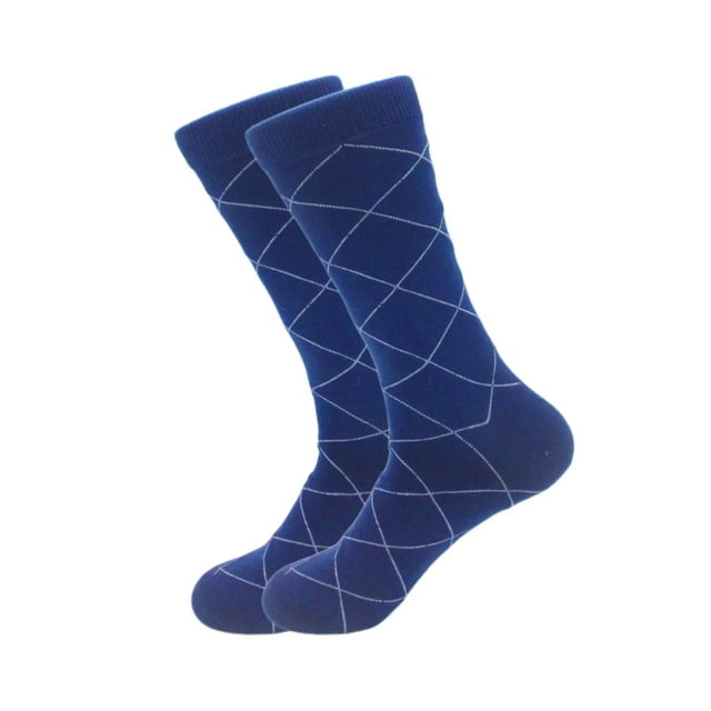 Calcetines de algodón para hombre de gran tamaño con diseño de rombos clásicos de otoño e invierno, de estilo británico, de color liso