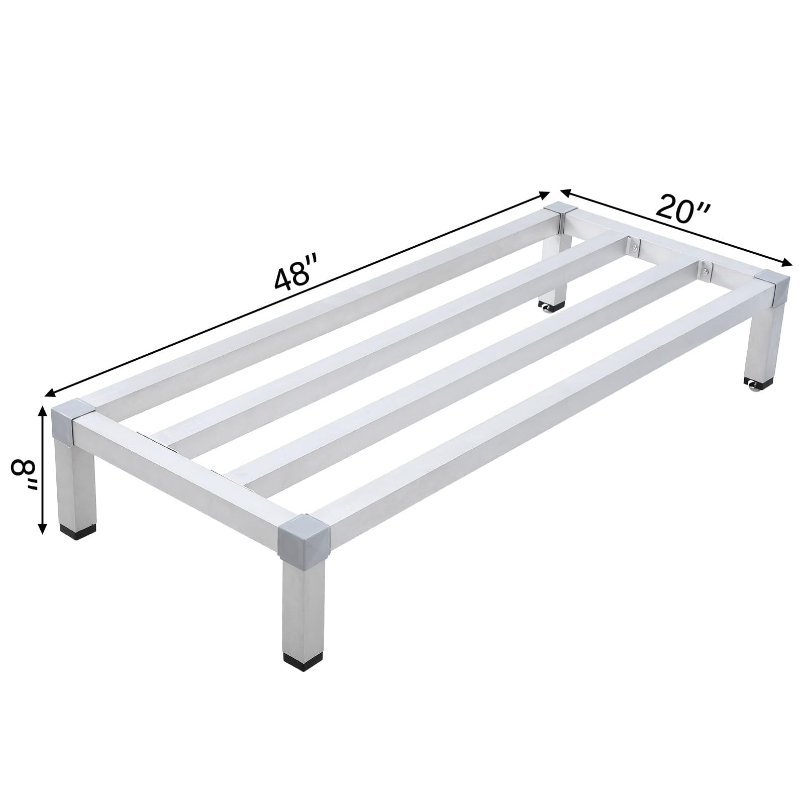 Dunnage Rack Aluminum, Elevated Storage Solution with 1000 Lb Capacity for Kitchens, Restaurants, Supermarkets, and Grocery Stores