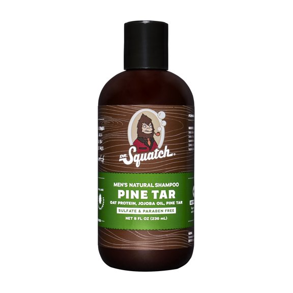 Dr. Squatch Pine Tar Moisturizing Hair Shampoo Natural Shampoo for Men, 8 fl oz