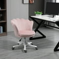 thumbnail image 2 of HOMCOM Mid Back Velvet Office Chair with Swivel Wheels for Study, Pink, 2 of 10