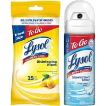 Lysol To Go Bundle - 1.5 Ounce Crisp Linen Disinfectant Spray and Lemon Lime Disinfecting Wipes Flat Pack