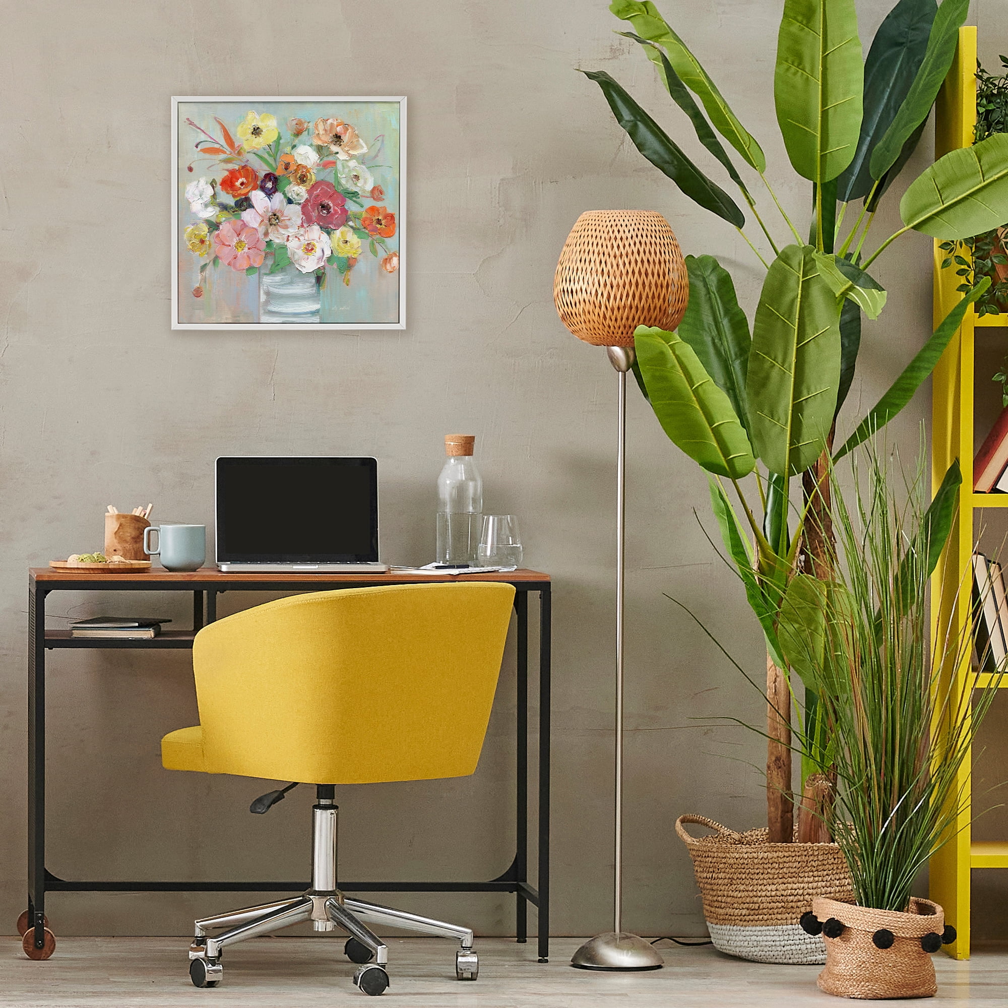 Stupell Industries Energetic Blossom Bouquet White Framed Giclee Art, design by Sally Swatland