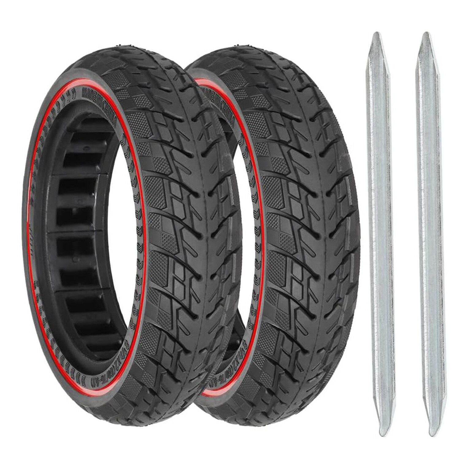 2PCS 8.5 Inch Solid Tire 8 1/2x2 Honeycomb Tires for Electric Scooter 50/75-6.1 Front and Rear Replacement Off-Road Tire with 2 Steel Levers