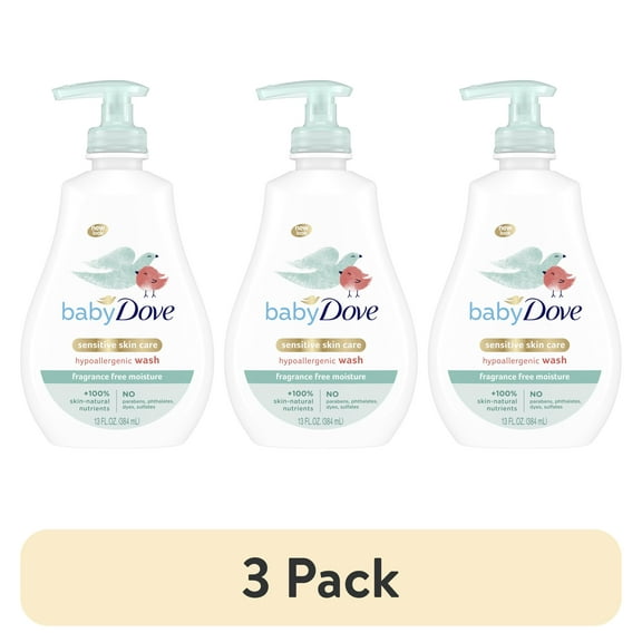 (3 pack) Baby Dove Tip to Toe Sensitive Hypoallergenic Liquid Body Wash, 13 fl oz