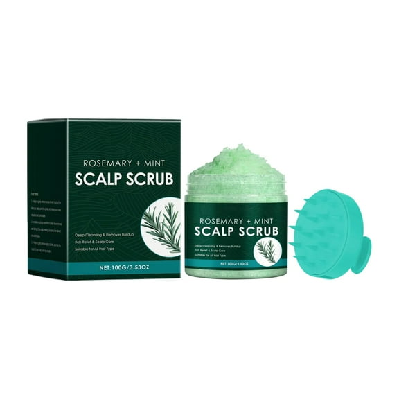 HHBEAUTY Scalp Scrub, Rosemary Scalp Exfoliator Scrub Shampoo, 2-in-1 Scalp Treatment with Mint Oil, Hair Treatment to Clarify and Remove Build Up with Silicone Scalp Massager
