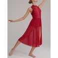 thumbnail image 3 of DPOIS Women Lyrical Dance Dress Leotard Morden Ballet Dancewear Burgundy S, 3 of 7