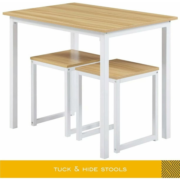 Homury modern wood 3 piece dining set studio collection soho dining table with two stools home kitchen breakfast table deals