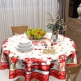 thumbnail image 2 of Valentine''s Day Tablecloth 60 Inch Round Red Love Gnome Table Cloth Holiday Decorative Table Cover for Home Kitchen Dining Picnic Party, 2 of 6
