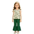 thumbnail image 3 of Rhuody Girl Outfits Summer Round Neck Sleeveless Matching Set Cartoon Prints Tops Pants Trend 5-6 Years Little Girls Clothing Green, 3 of 6