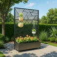thumbnail image 2 of Metal Privacy Screen with Planter Box – 3-Panel Outdoor Privacy Fence & Garden Trellis for Climbing Plants, Vegetables, Flowers – Rust-Resistant Steel Decorative Panel for Patio, Backyard, Balcony, 2 of 8