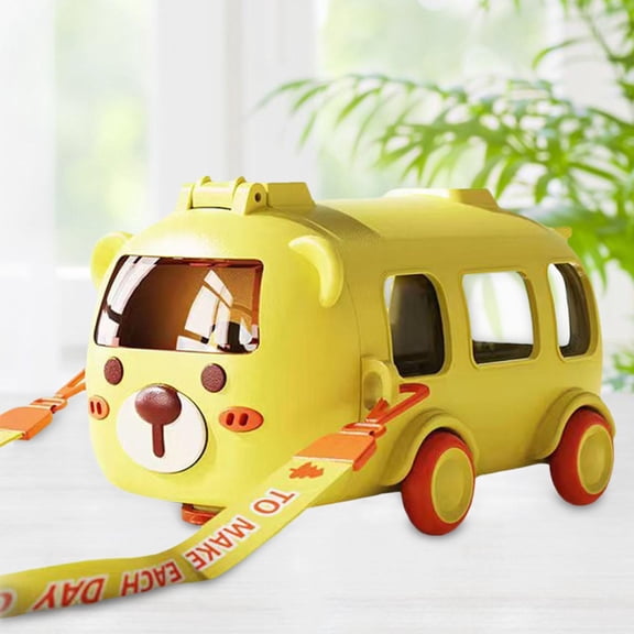 DYNWAVECA Bouteille d'Eau pour Enfants, Tasse d'Eau Mignonne avec Sangle Amovible pour Garçons Filles Voyage Bureau Jaune