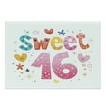 thumbnail image 1 of 16th Birthday Cutting Board, 16 Hearts Stars and Flowers Unique Girls Joyous Fun Design, Decorative Tempered Glass Cutting and Serving Board, Large Size, Multicolor, by Ambesonne, 1 of 1