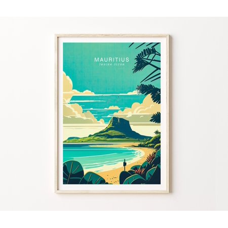 POSTER Mauritius Travel Poster Wall Art, Mauritius Poster, Mauritius Indian Ocean Wall Art, Minimalist Travel Print, Travel Gift, Wedding Gift-UNFRAMED