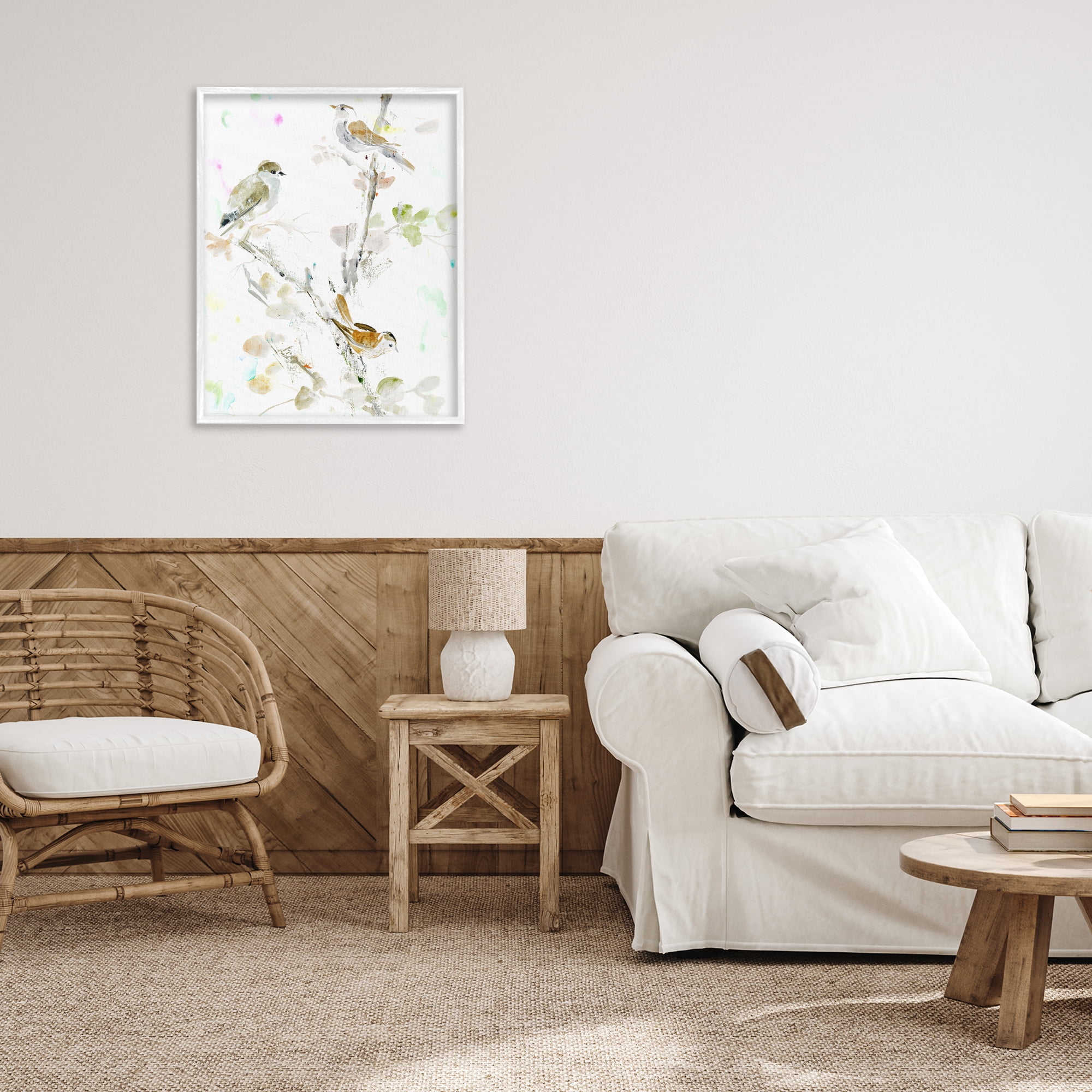 Stupell Industries Delicate Feathers Trio White Framed Giclee Art, design by Lorenzo Collective