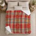 thumbnail image 5 of Rustic Autumn Plaid Farmhouse, Cozy Artistic Scene, Warm Flannel Blanket for Ranch House and Living Room with Detailed Artwork, Animal Lovers Thanksgiving Gift, Artistic Home Decor, 5 of 9