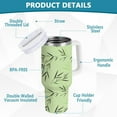 thumbnail image 4 of 30 oz Tumbler with Handle Lid and Straw Insulated Water Tumbler Stainless Steel Water Cup Mug Bottle Reusable Cup Holder Friendly Green Bamboo Leaves, 4 of 6