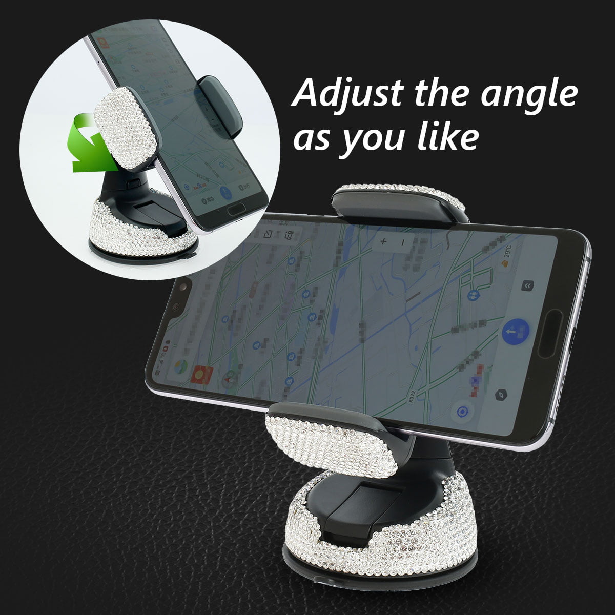 Toorise 15pcs Car Accessories for Women Interior Bling Dual USB Car Charger Glitter Mobile Phone Holder for Car Headrest Hooks Bling Crystal Car