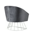 thumbnail image 6 of Hans Grey/Silver Velvet Accent Chair - Metal Base, Barrel Back, 6 of 9