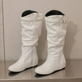 thumbnail image 7 of Xfvqtps Knee High Boots for Women Winter Fashion Slouchy Boots Wedge Heel Fleece Lined Comfortable Booties with Buckle Strap Detail White, 7 of 7