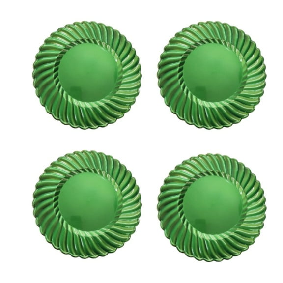 BYOBA Green Plates Set of 4 – Durable Reusable Everyday Dining Plates for Family Meals, Parties, Holidays and Kitchen Use, Modern Stackable Tableware