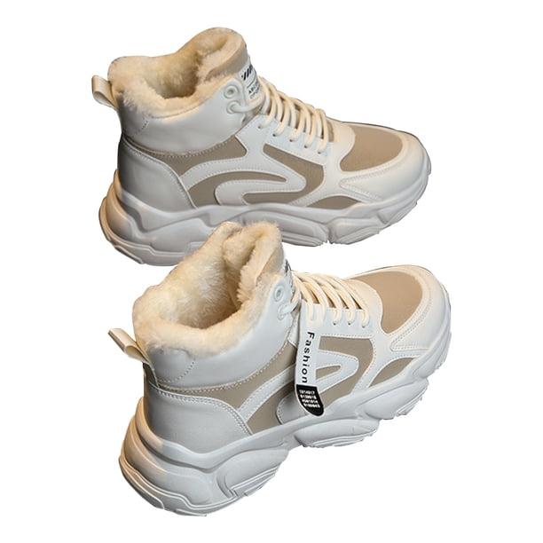 Botas cómodas con plataforma de tobillo para mujer, botas de nieve con cordones, botas cortas impermeables