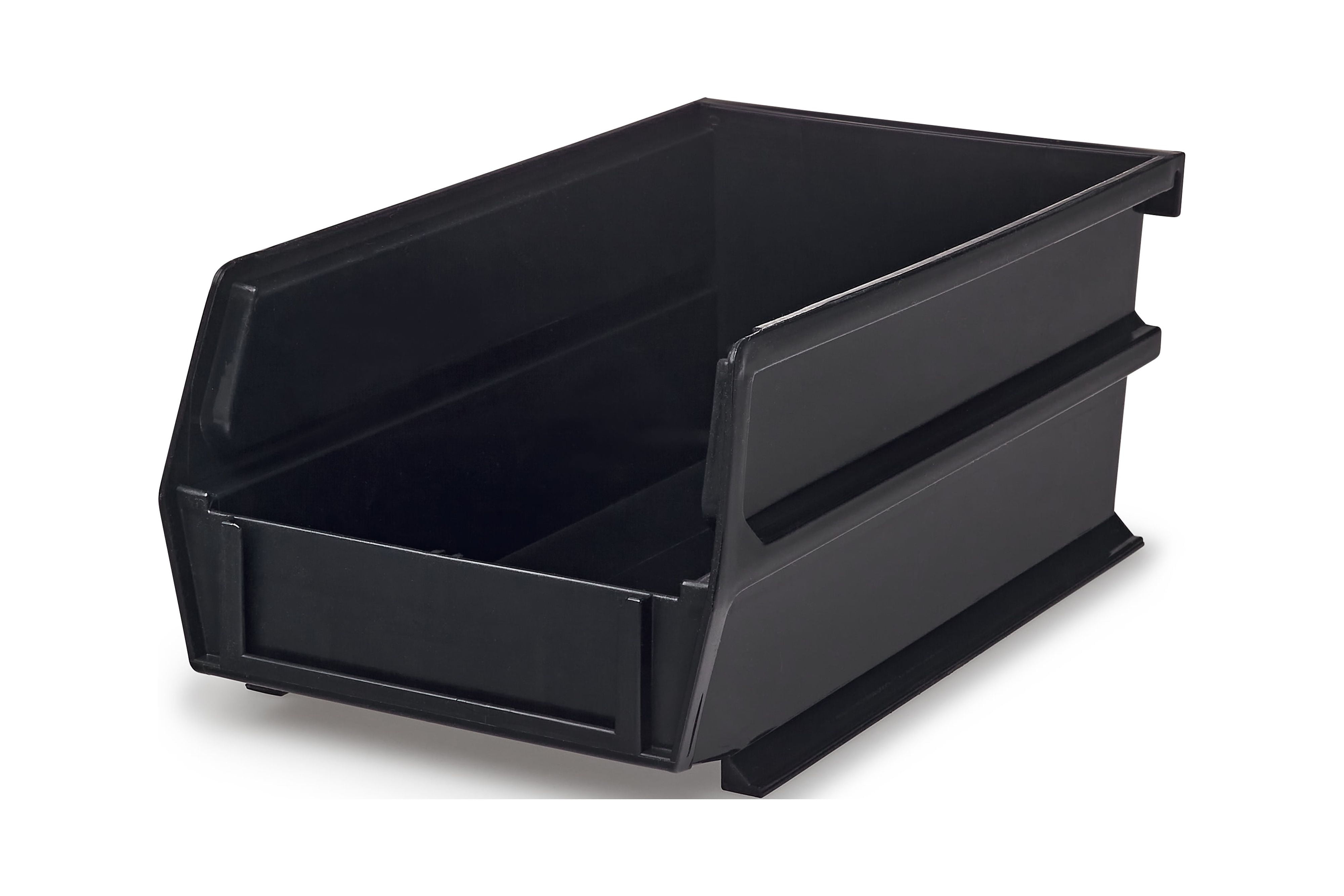 Triton Products 7-3/8" x 4-1/8" x 3" Black Stacking and Hanging Polypropylene Bins, 6 Count