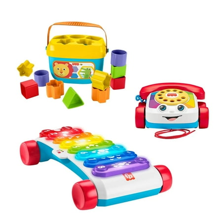 Fisher-Price Tap  Talk & Sort Gift Set - Includes Chatter Telephone  Baby s First Blocks  and Giant Light-Up Xylophone