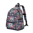 thumbnail image 2 of Multicolor Cat Head Purple Pattern Cute School Backpack with Padded Back and Adjustable Shoulder Straps 13.4"x11"x4.7", 2 of 5