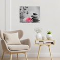 thumbnail image 3 of Bamboo and Pink Floral Wall Art for Bathroom Water Lily and Grey Zen Stone Canvas Wall Art Wall Paintings Home Decor Spa Wall Pictures for Living Room Bedroom Office Ready To Hang, 16x12 Inch, 3 of 6