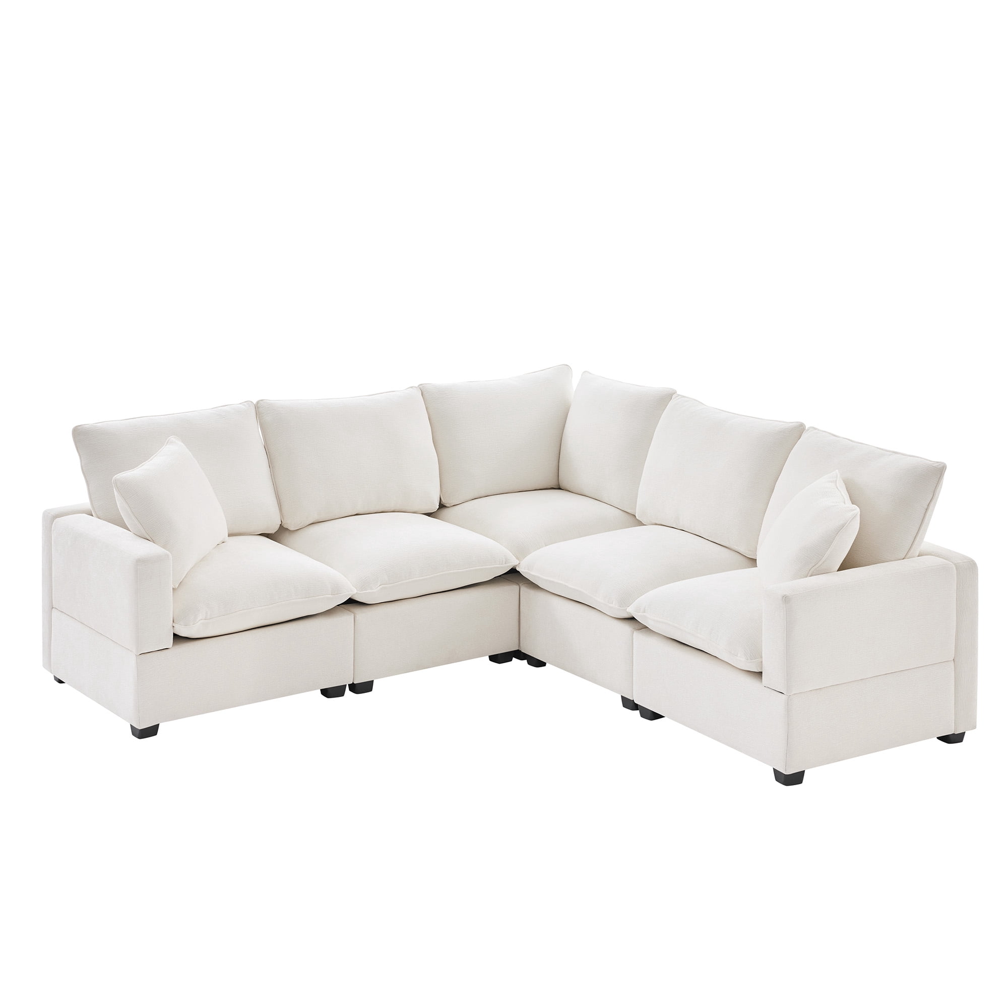 MAYEERTY 86x86" Modern L-Shaped Modular Sofa - 5-Seat Chenille Sectional with 2 Pillows, Freely Combinable for Living Room/Apartment/Office, 2 Colors