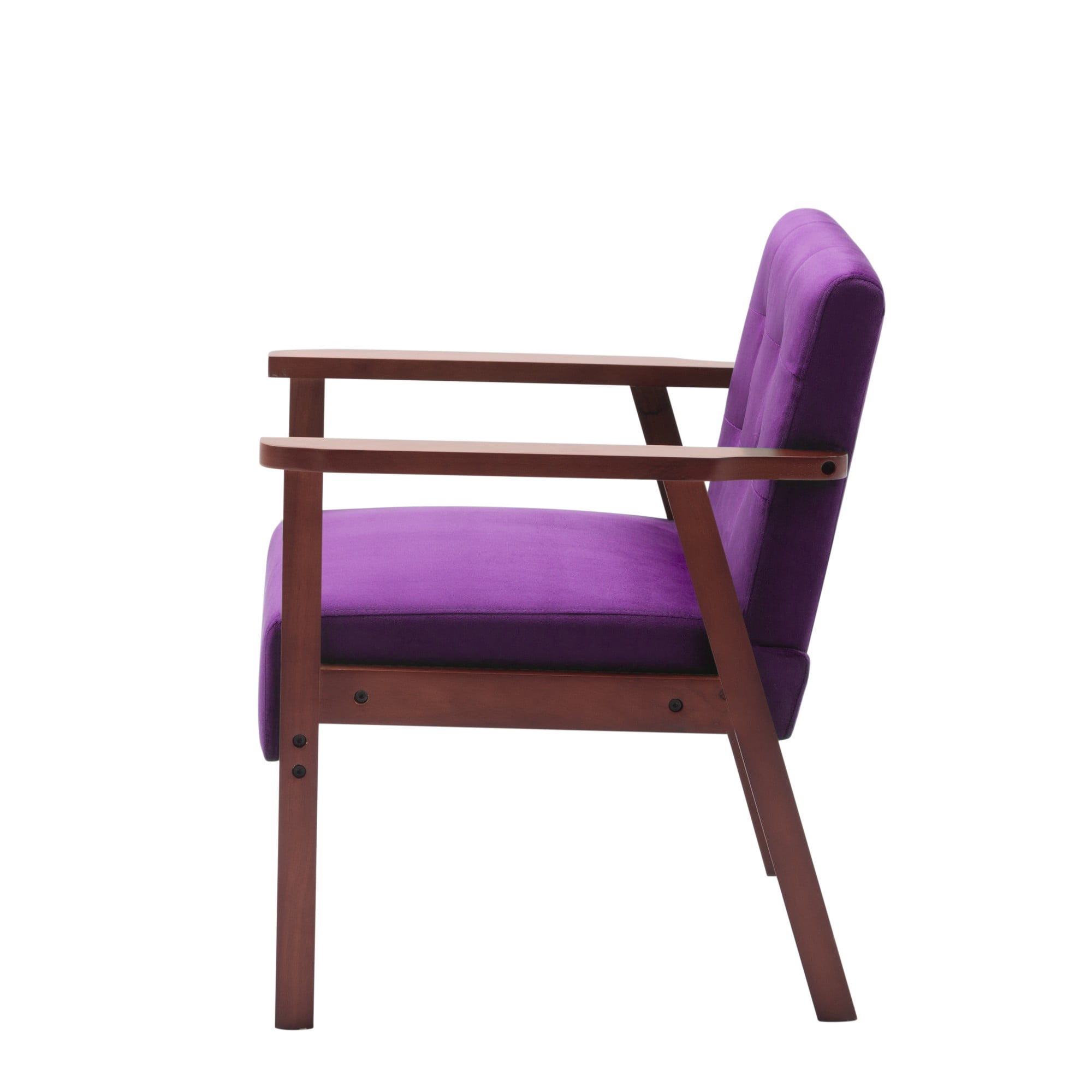 Gewnee 25.39 inch Wood Frame Upholstered Armchair,High Density Sponge Seat Cushion with Anti-Slip Foot Pads,Suitable for Living Room,Bedroom and Office.Purple
