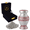 SILVER & RED, variant on Nova Niche Small Black Aluminium Cremation Urn for Human Ashes – Mini Memorial Keepsake with Velvet Case