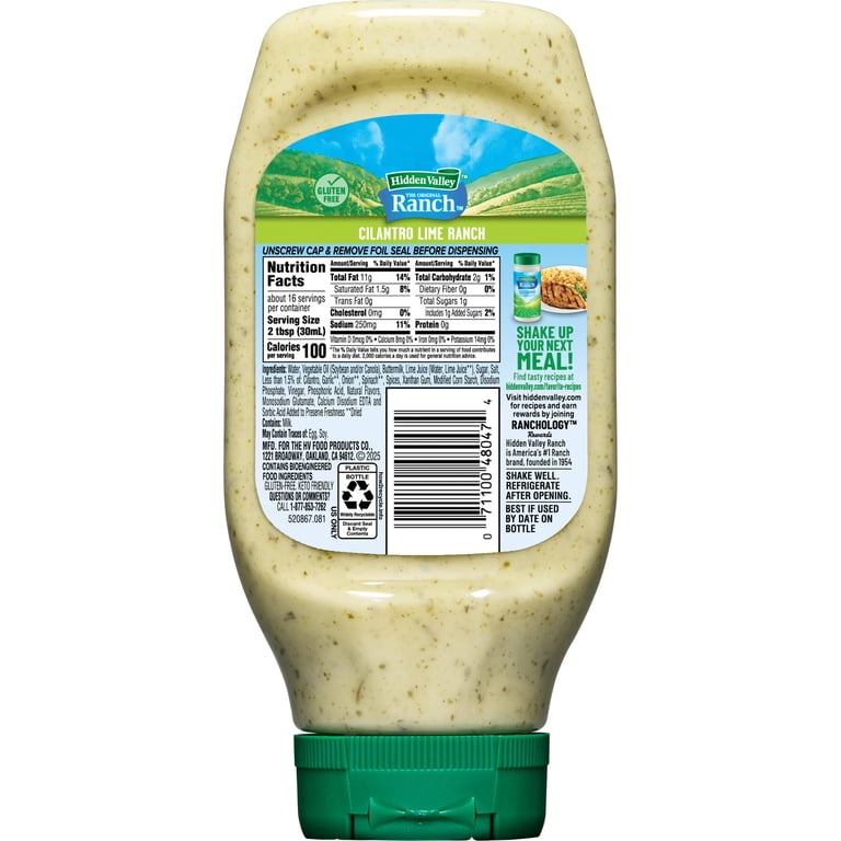 Hidden Valley Cilantro Lime Ranch Dressing 16 fl oz Zesty Sauce - Walmart.com Hidden Valley Cilantro Lime Ranch Dressing 16 fl oz Zesty Sauce - Walmart.com