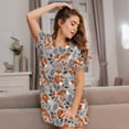 thumbnail image 3 of Gukieu Vintage Blue Fox Family A Print Women's Nightgown, A-line Round Neck Short-sleeved Nightgown Pajamas Home Wear Suitable for Home and Outing, 3 of 6