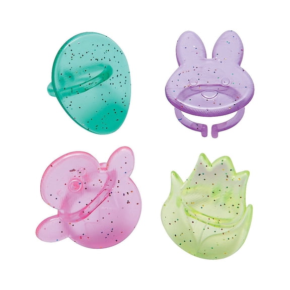 Bulk 48 Pieces Easter Glitter Rings