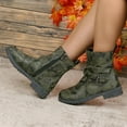 thumbnail image 4 of Tao Tao Women Warm Mid Calf Booties Casual Low Heel Zipper Boots Winter Shoes Camouflage Outdoor Walking Boot Olive Green 40, 4 of 7