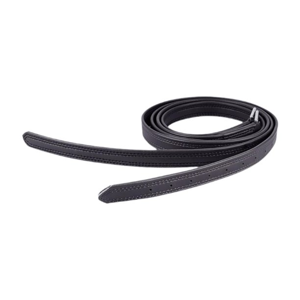 2x Correas de estribo de cuero rectas Suministros de estabilidad Ajustables Premium Resistentes Negro
